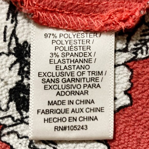 BOBEAU Dark salmon pink black white floral print sleeveless shirt ~ MEDIUM LARGE - Picture 10 of 13